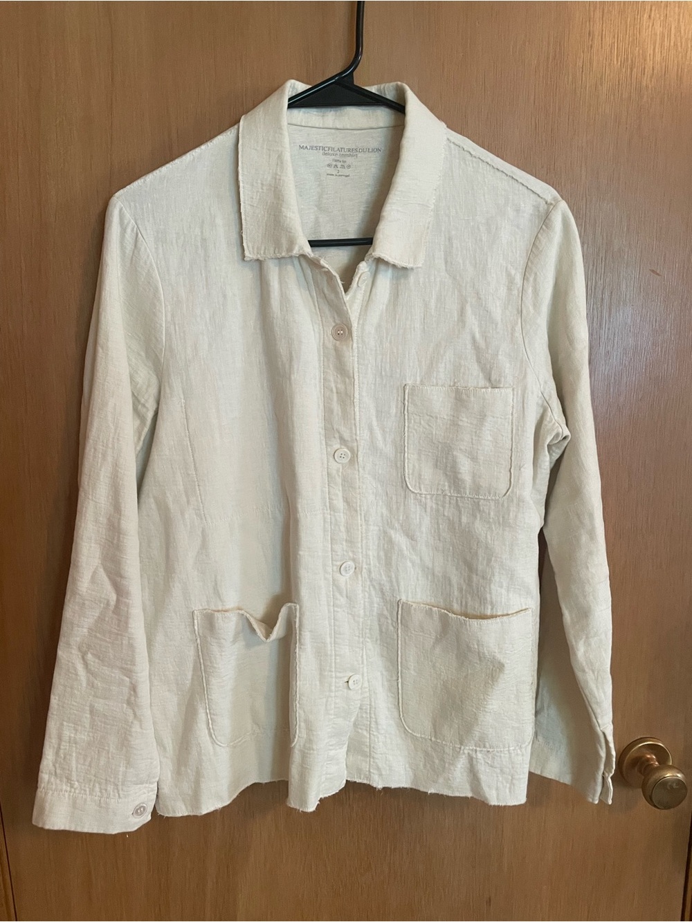 Majestic Filatures Double Panel 100% Linen Collared Travel Button Down Size 2/S